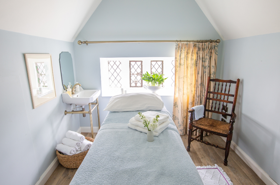 Treatment room at The Loft in Stone Manor with a calming atmosphere, ready for wellness or pre-wedding relaxation.