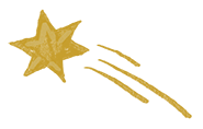 golden shooting star with three trailing lines